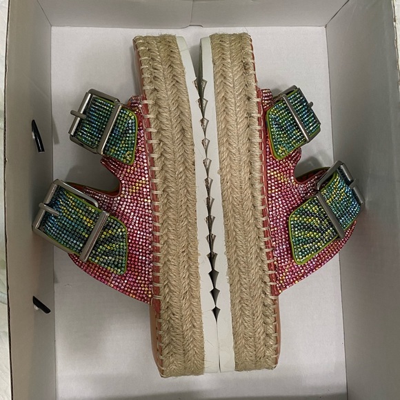 Gianni Bini Rhinestone Banded Flatforms - Picture 8 of 9